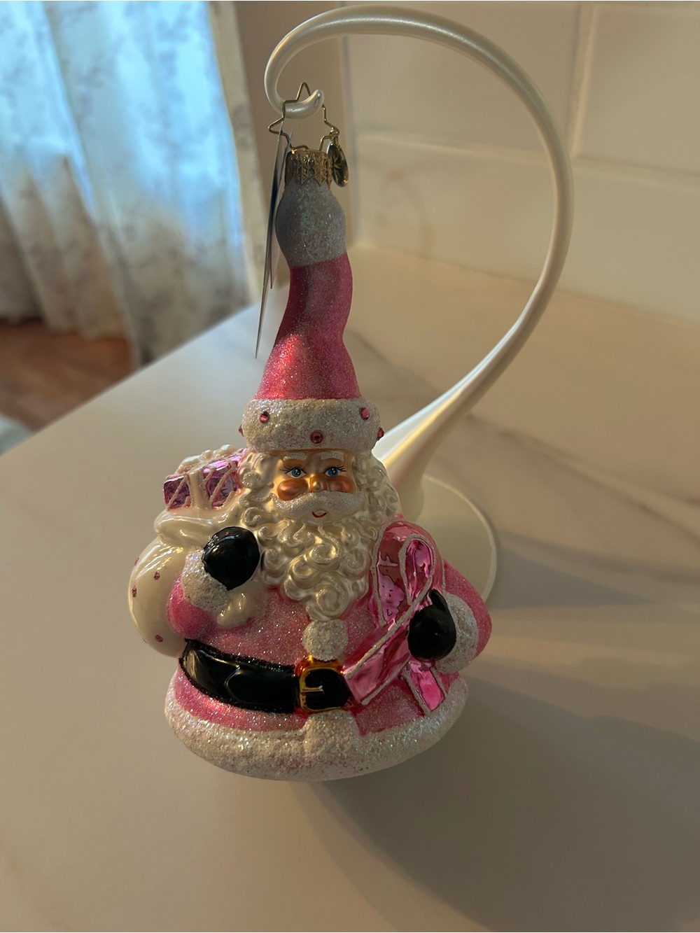 Christopher Radko Santa Wears Pink Breast Cancer Awareness Ornament